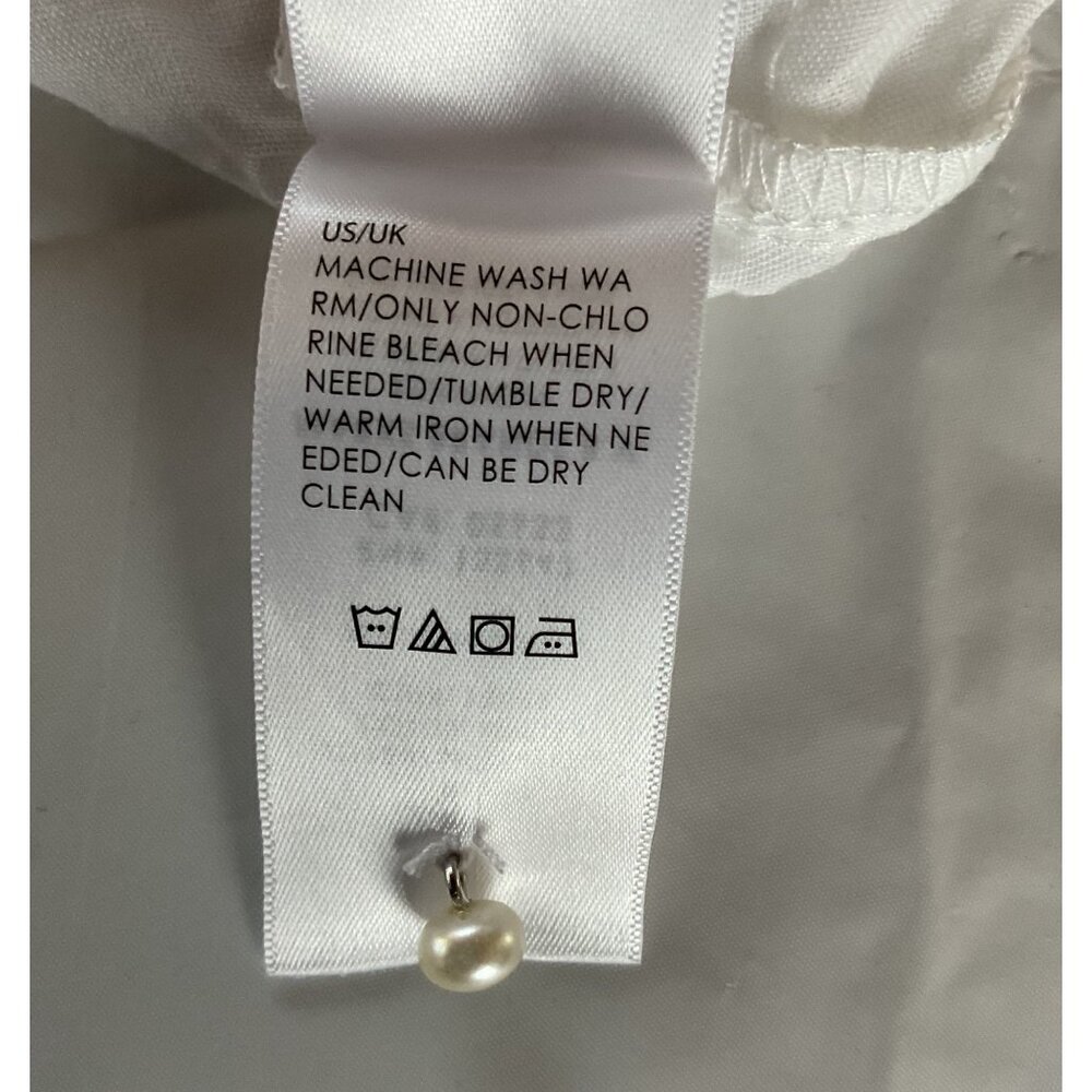 NWT Liverpool Womens Ruffled Hem White Top Size L Lightweight Cotton Blend NEW - Picture 11 of 13